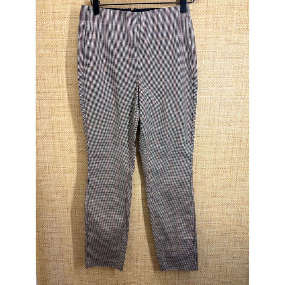 Rag & Bone Glen Plaid Slim Pants Women 4 Black Tan Red Check High Rise Trousers